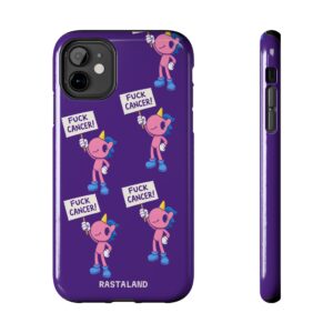Cute Pink Unicorn Pattern Tough Phone Case | Fuck Cancer, Purple Background